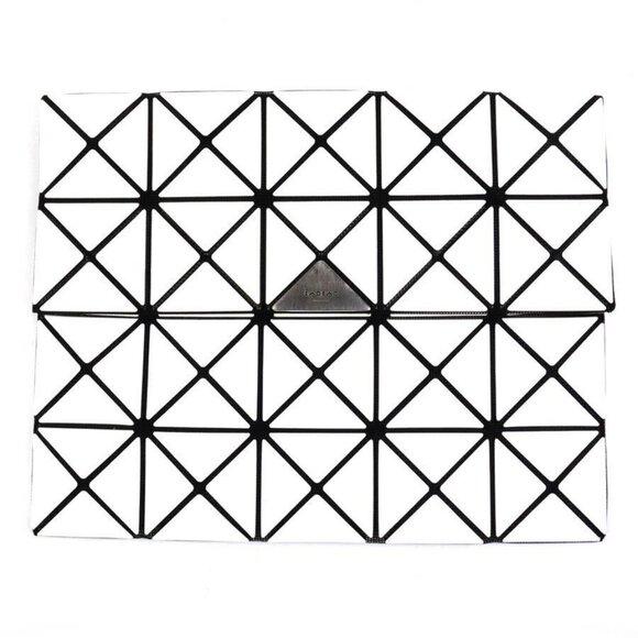 Authentic BAOBAO ISSEY MIYAKE Clutch Bag White PVC - r10085i